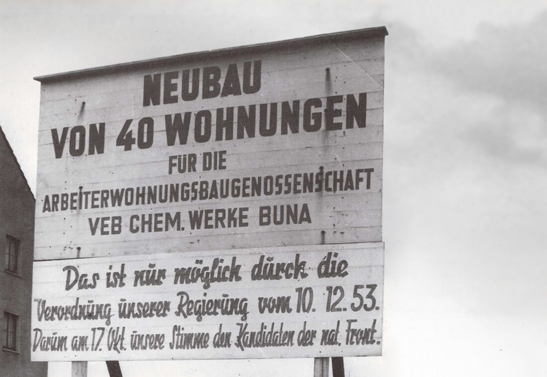 Baustellenschild 1953