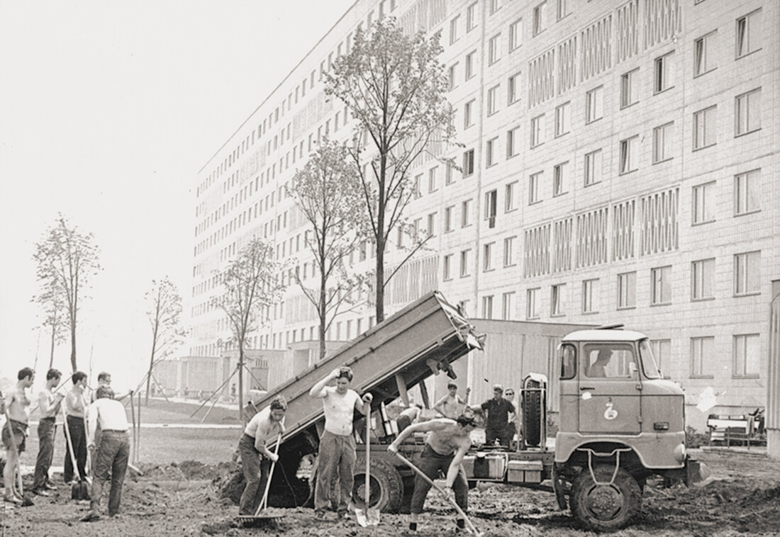 Bauarbeiter mit LKW